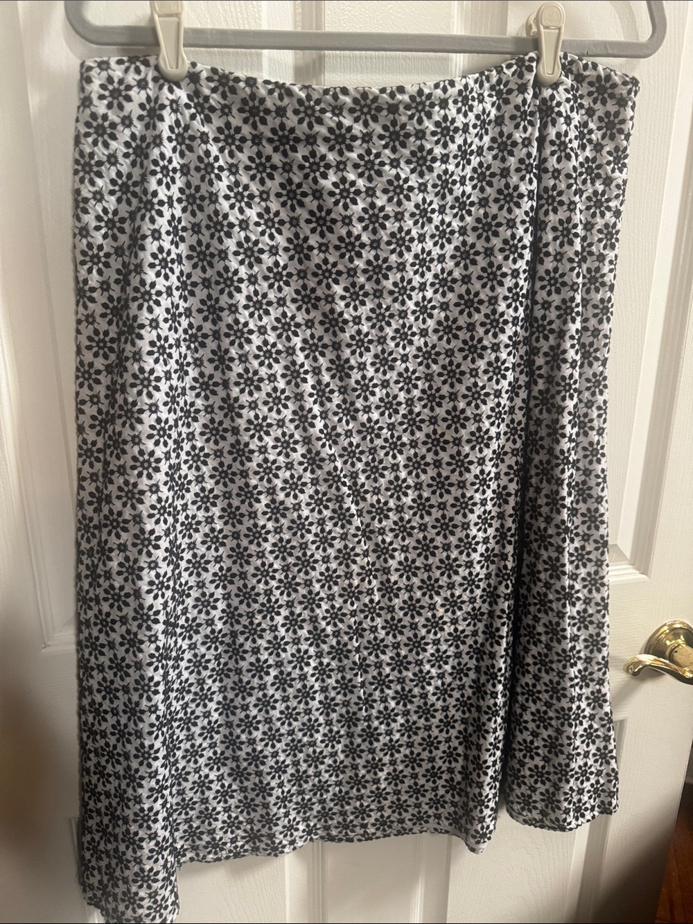 Autograph Black and White Floral A-Line Skirt